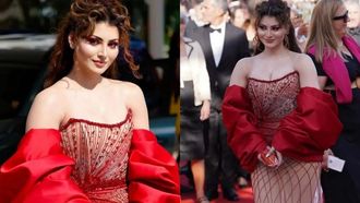 Urvashi Rautela Stuns In Red Shimmery Gown At Cannes 2024