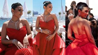 Masoom Minawala Stuns In Scarlet Gown At Cannes 2024