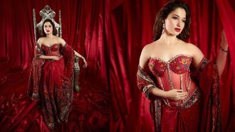 Tamannaah Shines In Red Saree