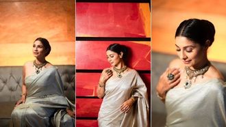 Tanishaa's Chic Banarasi Saree Look