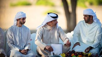 Hazza Bin Zayed Visits Al Fakhr Winter Camp