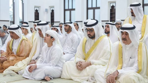 Ruler of Umm Al Quwain Performs Eid Prayers