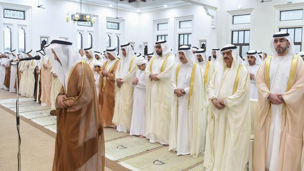 Ruler of Umm Al Quwain Performs Eid Prayers