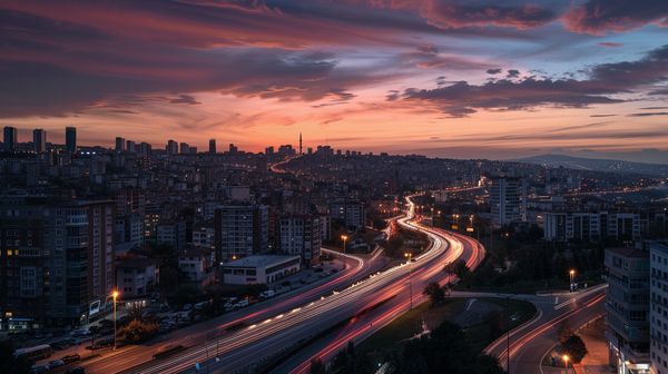 Sunset view of Ankara  T  rkiye