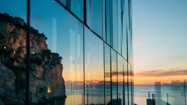 Reflection of the sky and history in Maraya  Alula  Saudi Arabia