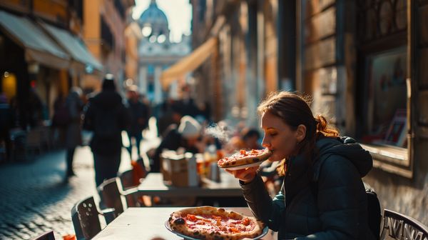 Eating Pizza in Rome