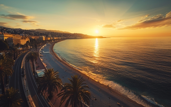Birdeye view of sunset at Nice  France