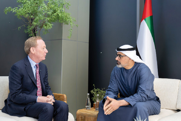 Khaled bin Mohamed Meets Microsoft Vice Chair