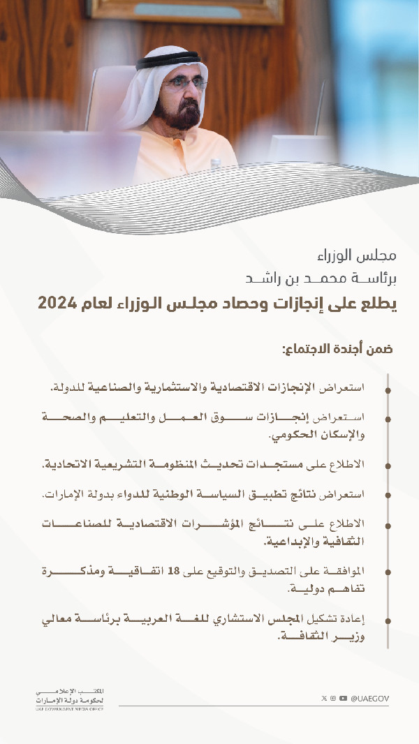 UAE Cabinet Reviews 2024 Achievements and Goals