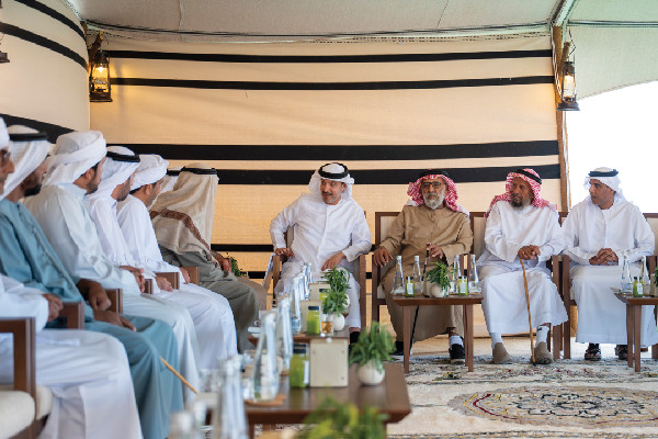 Hazza bin Zayed Inspects Camel Racing Field