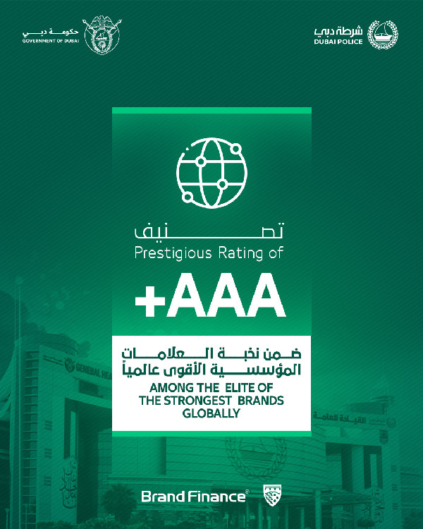 Dubai Police Named Strongest Global Police Brand