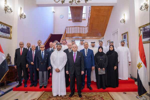 Sultan bin Ahmed Meets Egyptian State Council President