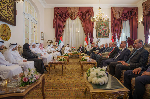 Sultan bin Ahmed Meets Egyptian State Council President