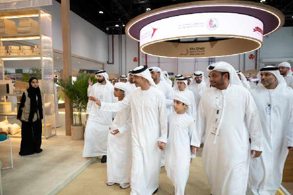 Hazza bin Zayed at Abu Dhabi Hunting Exhibition