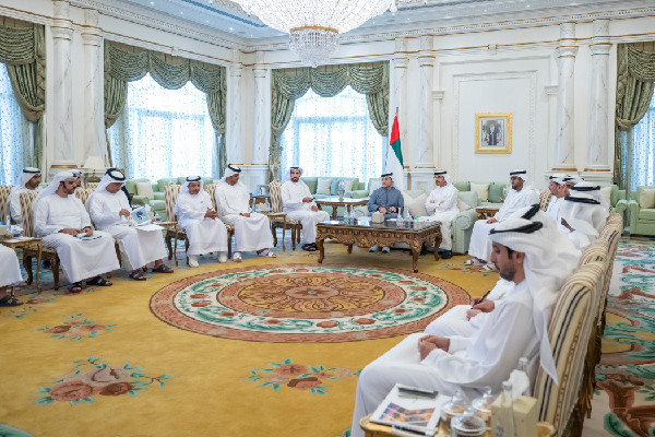 Hazza bin Zayed Meets DMT Delegation on Projects